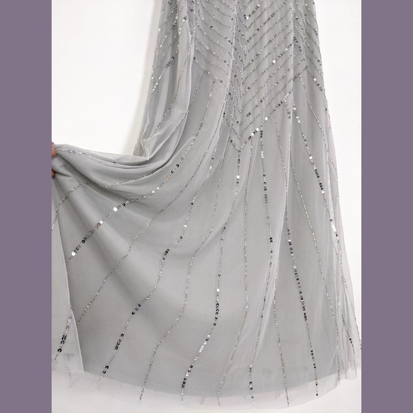 Frock and Frill Size 4 Bridesmaid Short Sleeve Maxi Gown Dress In Light Gray - Picture 6 of 12